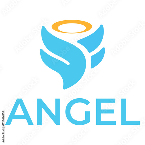 abstract angel flat minimalist logo design