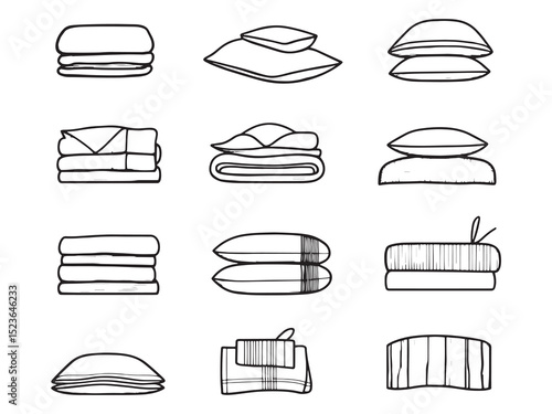 Luxury Bed Linen Minimalist Icon Set