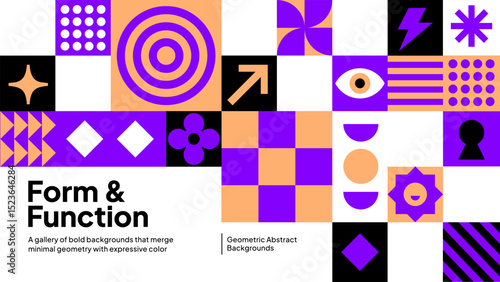 Bold Abstract Grid Pattern – Purple and Orange Vector Background for Editorial, Branding, and Web Use