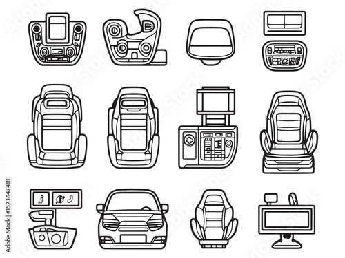 Minimalist Car Interior Vector Set