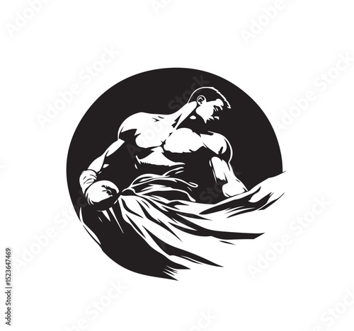 drawing of kick boxing logo vector