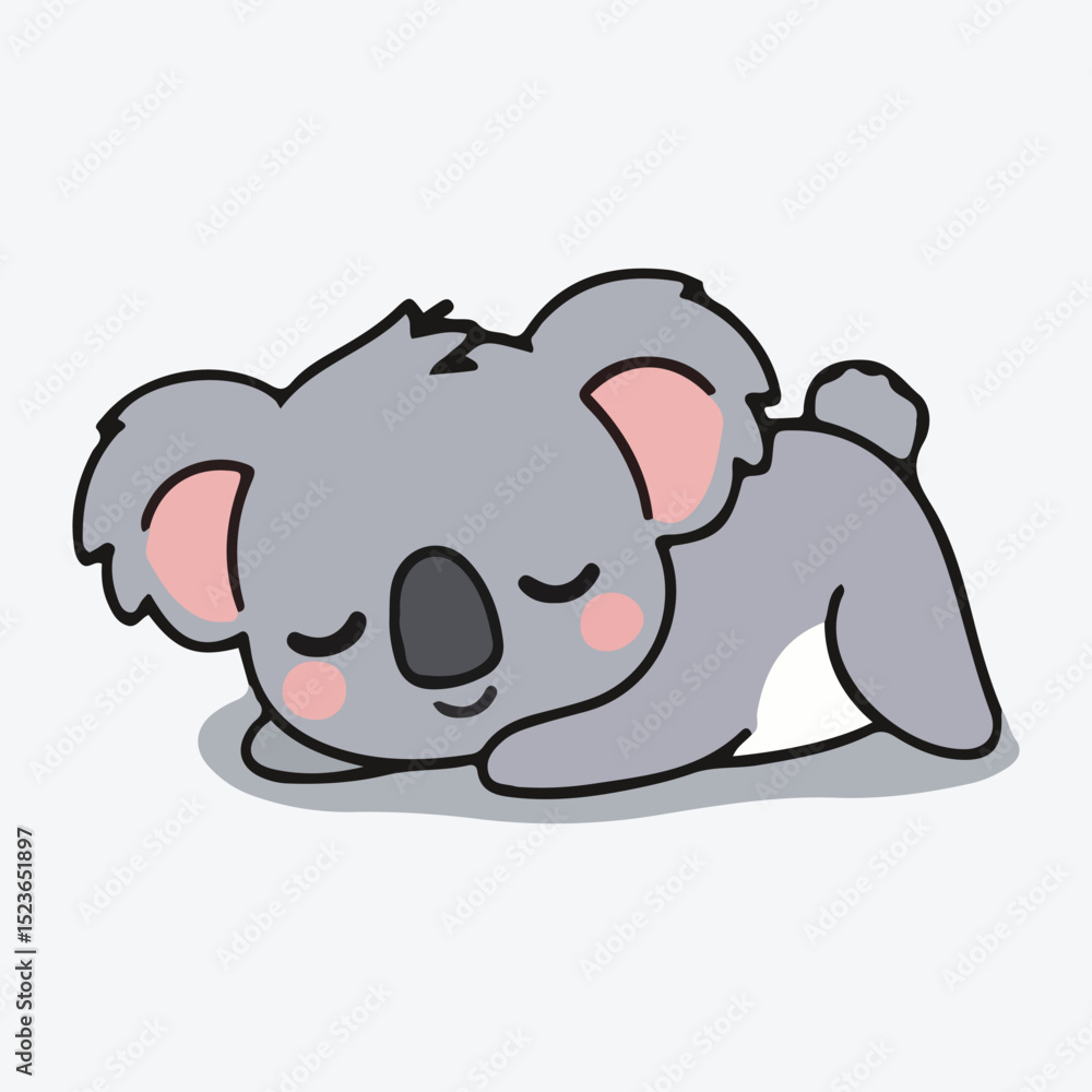 Obraz premium Adorable Sleeping Koala Illustration Cute Cartoon Animal Design