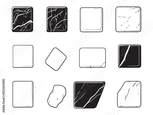 Marble Countertop Ultra Minimalist 2D Line Art Set 