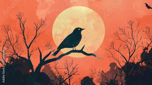Halloween Abstract Minimalist Art for Web Design