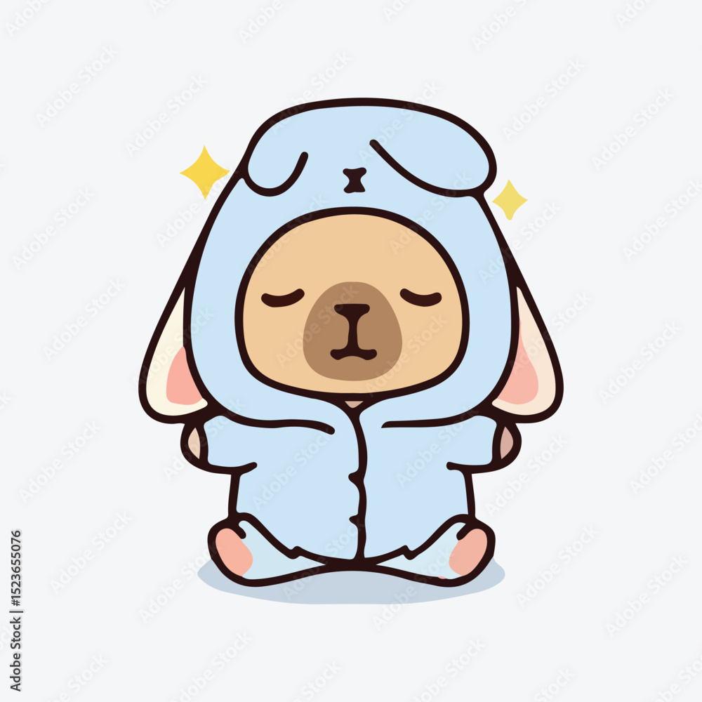 Adorable Puppy in a Bunny Costume Peaceful Sleep Illustration Adorable Puppy in a Bunny Costume Peaceful Sleep Illustration