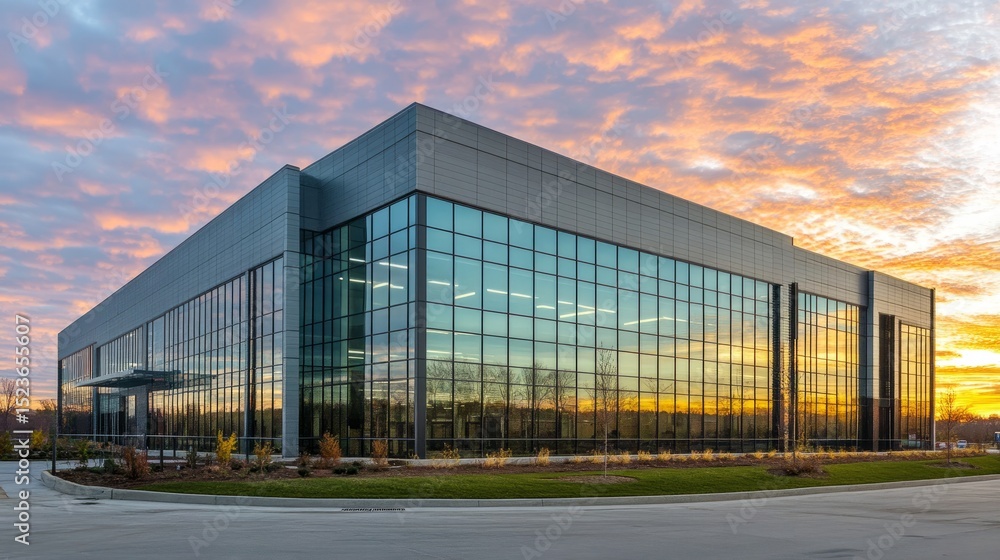 Modern office building at sunset urban landscape architectural photography reflective glass exterior view contemporary design Modern office building at sunset urban landscape architectural photography reflective glass exterior view contemporary design