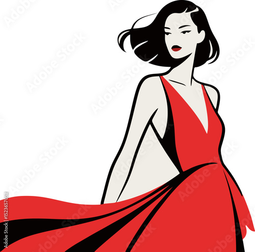 illustration of the style of beautiful women wearing red vector clothes