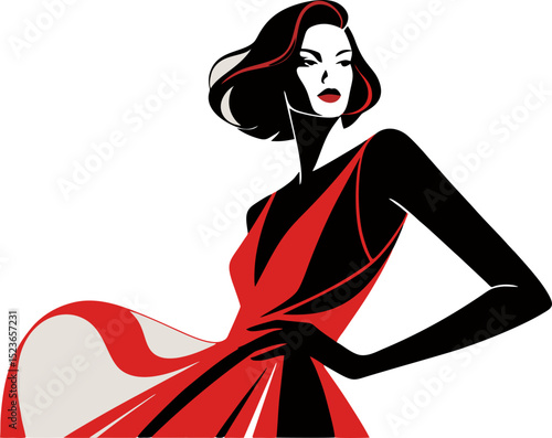 illustration of the style of beautiful women wearing red vector clothes