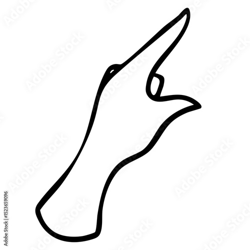 上を指すシンプルな指差しジェスチャーイラスト　手書き　ベクター黒