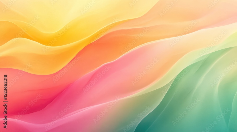 Fototapeta premium Abstract Pastel Waves: A Serene Visual Symphony of Yellow, Pink, and Green Hues