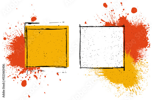 Abstract Orange and Yellow Paint Splatter Composition Artistic Graphic Design Element