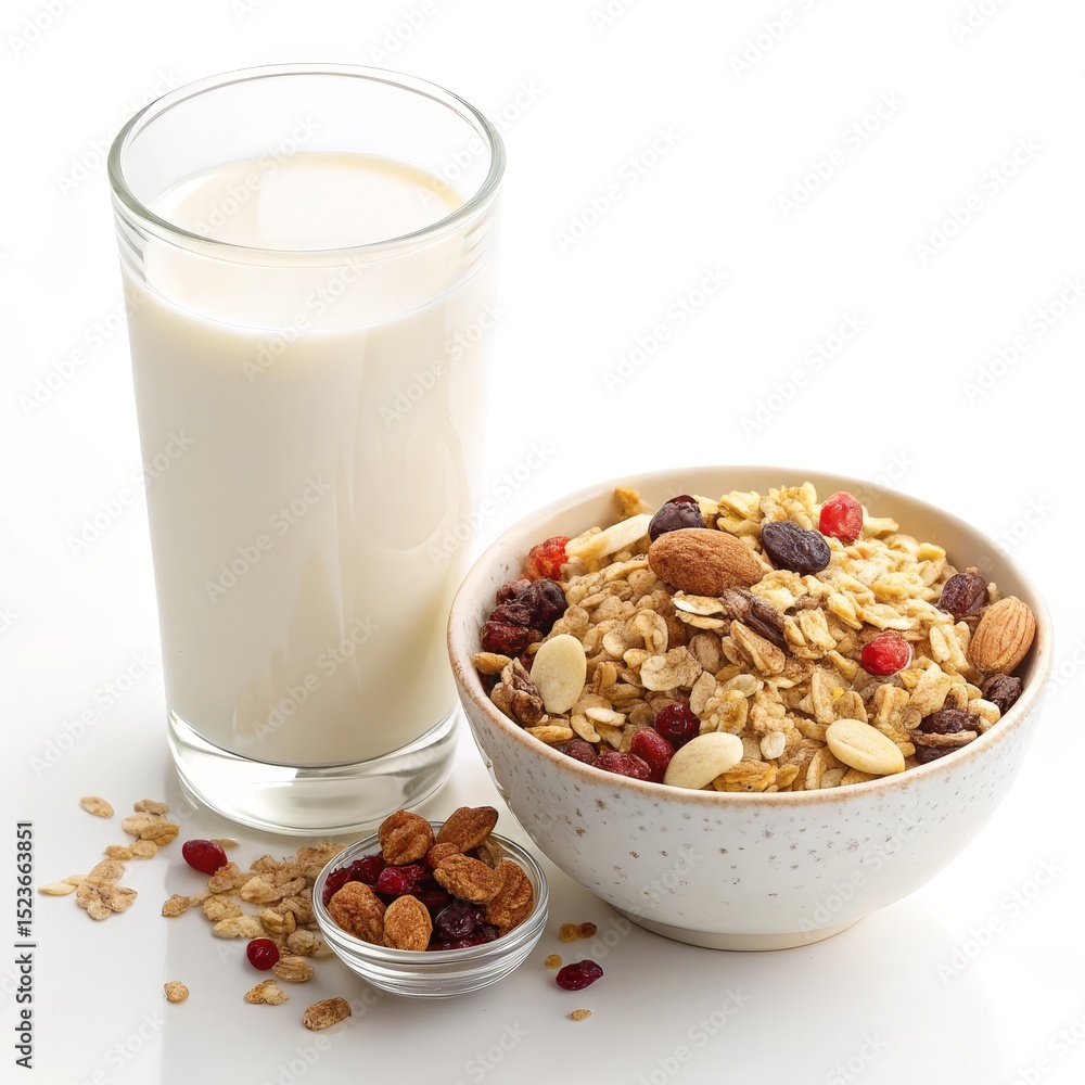Delicious Granola with Milk and Berries,Breakfast Cereal,Healthy Diet, Granola recipe,Healthy Eating Delicious Granola with Milk and Berries,Breakfast Cereal,Healthy Diet, Granola recipe,Healthy Eating