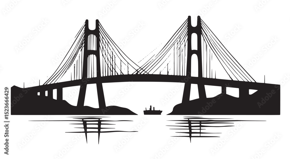 Fototapeta premium golden gate bridge red ink splash vector