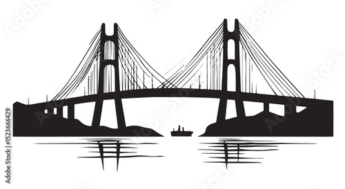 golden gate bridge red ink splash vector