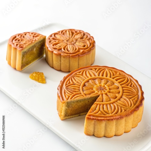 Golden Mooncakes Floral Des...