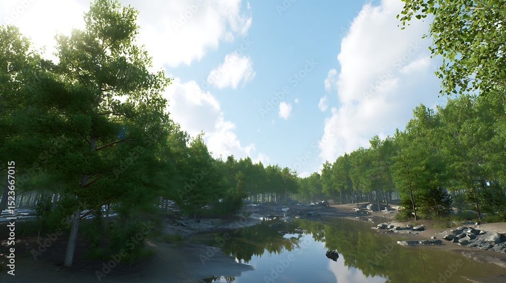 Obraz premium Forest reflections on a calm lake