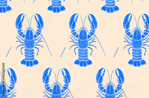 Seamless Vector Pattern Elegant Blue Lobster Design for Fabric, Wallpaper, and More