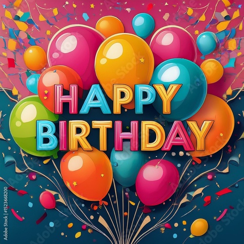 happy birthday card with balloons