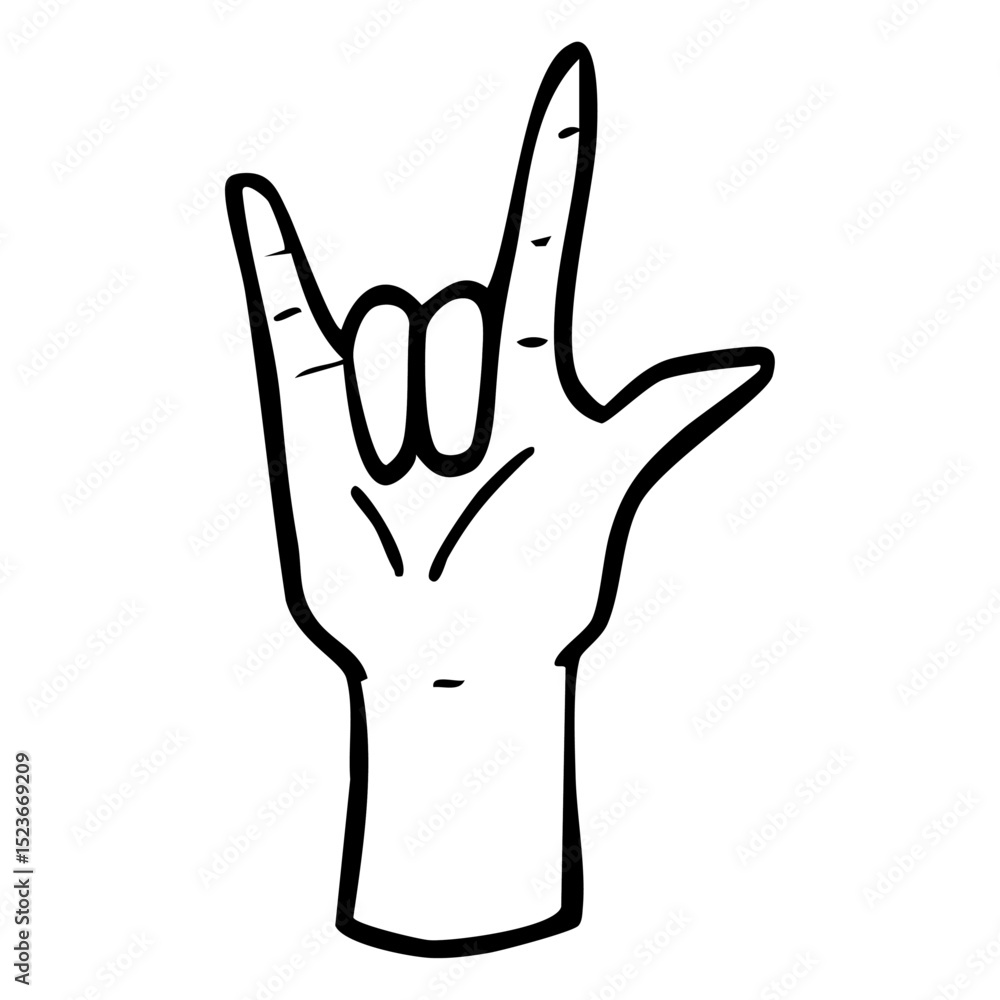Obraz premium 愛・ロックを伝えるハンドサインイラスト ベクター黒