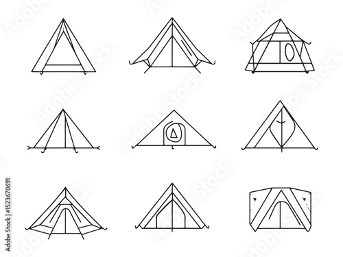 Tent Roof Ultra Minimalist Line Art 