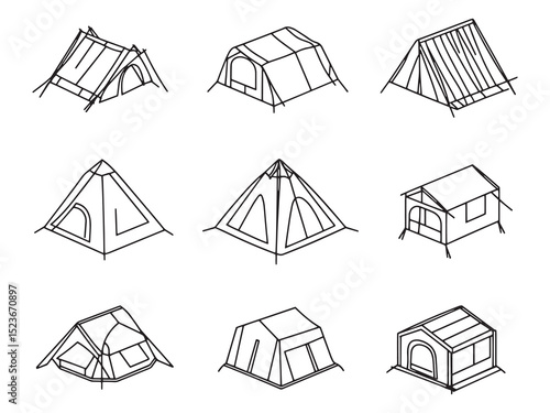 Tent Roof Ultra Minimalist Line Art 