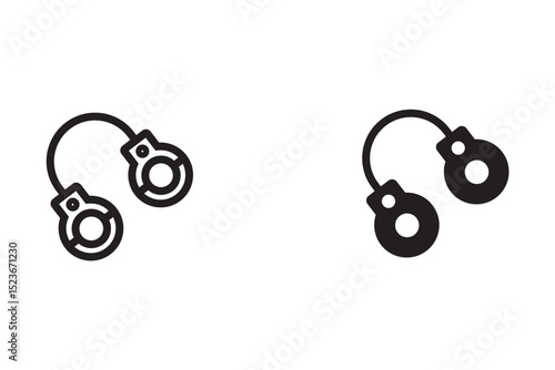 Handcuffs Icon Set Black and White Color Illustrations Vector Design