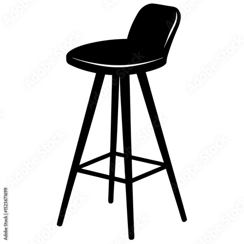 vector silhouette of a designer barstool with flared legs