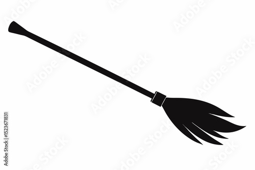 broomstick end silhouette vector illustration
