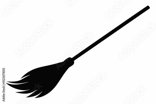 broomstick end silhouette vector illustration