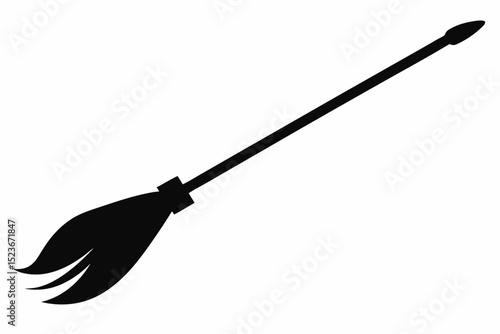 broomstick end silhouette vector illustration