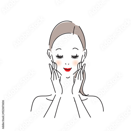 丁寧にスキンケアをする美しい女性