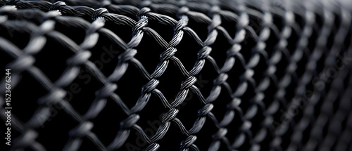 Detailed Close Up View Of Metal Mesh Fence