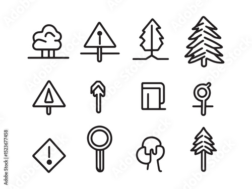 Trailhead Sign Minimalist Line Art Set 