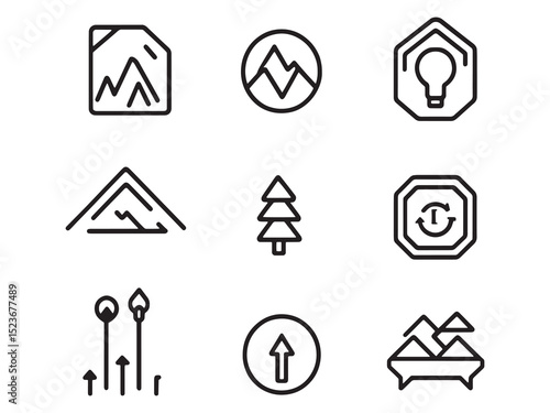 Trailhead Sign Minimalist Line Art Set 