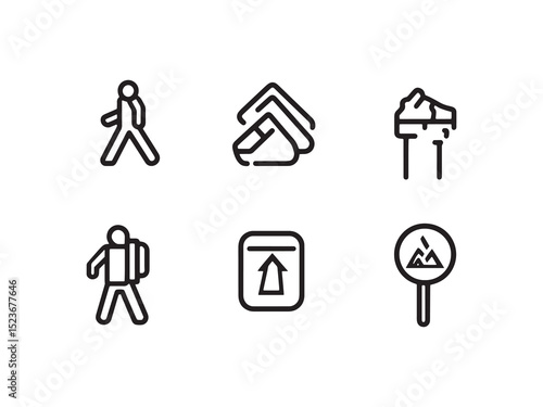 Trailhead Sign Minimalist Line Art Set 