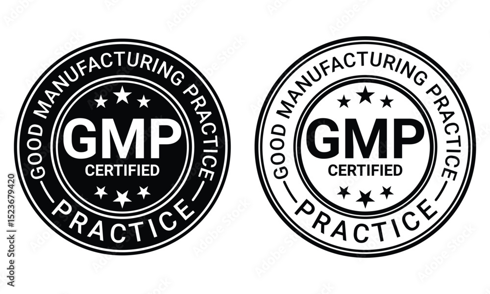 Fototapeta premium GMP certified, good manufacturing practice design vector icon template