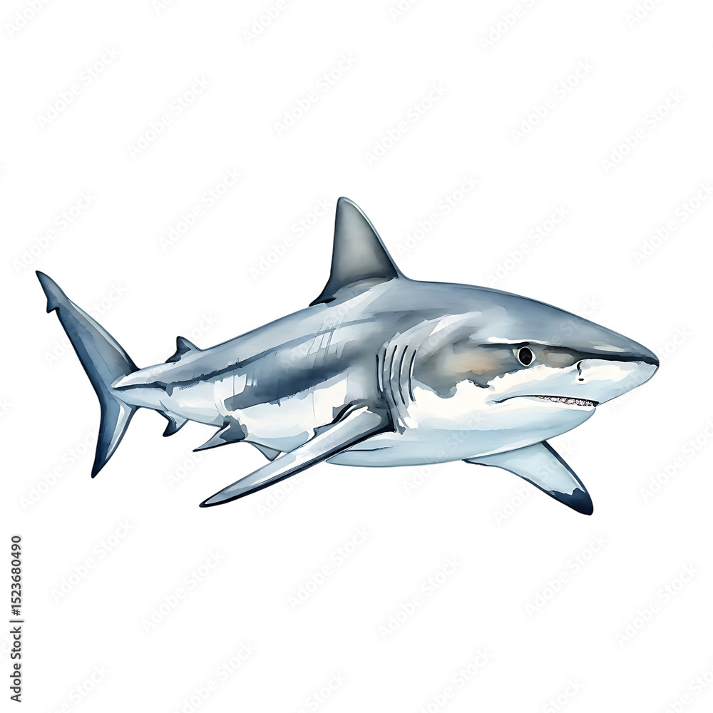 Obraz premium Great white shark predator ocean sea animal marine wildlife underwater dangerous teeth powerful swimming fish on transparent background
