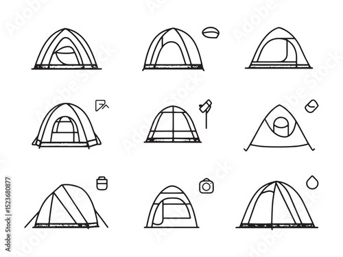 Ultralight Tent Minimalist 2D Line Art 