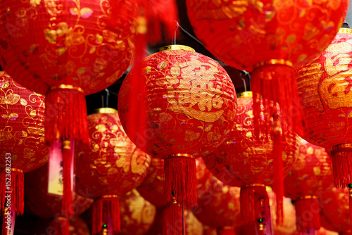 Decoration inside the beautiful Buddha Tooth Relic Temple in Singapore 