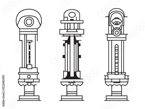 Vertical Turning Lathe Minimalist Line Art 