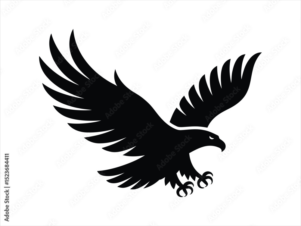 Obraz premium Dynamic Eagle Silhouette with Spread Wings - Power and Freedom