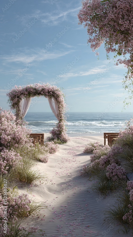 Fototapeta premium Beach Wedding Arch Flowers.