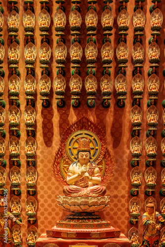 Decoration inside the beautiful Buddha Tooth Relic Temple in Singapore 