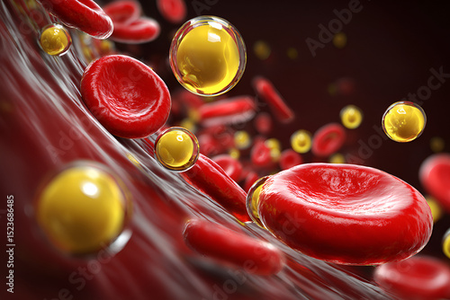 Microscopic View Of Red Blood Cells And Fat Globules