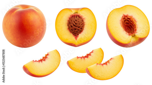 set of peaches isolated