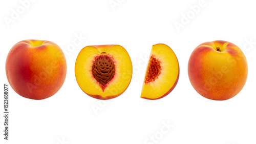 ripe peach isolated on white background