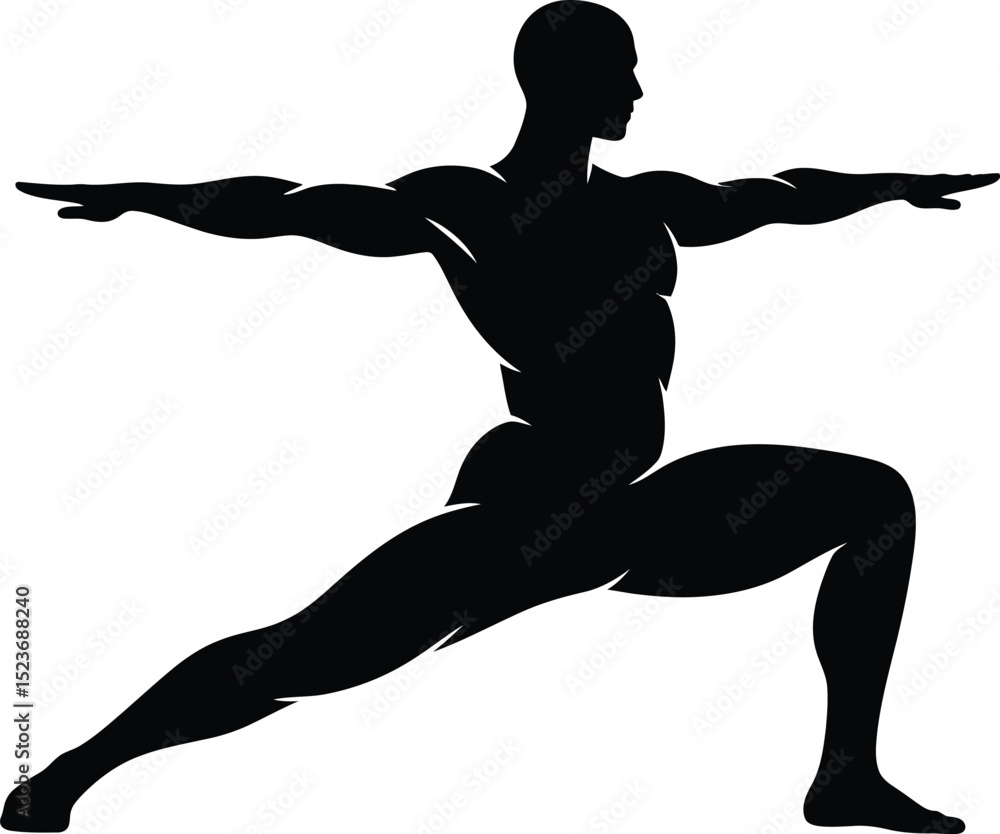 Warrior Pose A Powerful Silhouette Illustration of Yoga Strength and Balance Warrior Pose A Powerful Silhouette Illustration of Yoga Strength and Balance