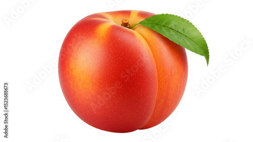 ripe peach with leaf