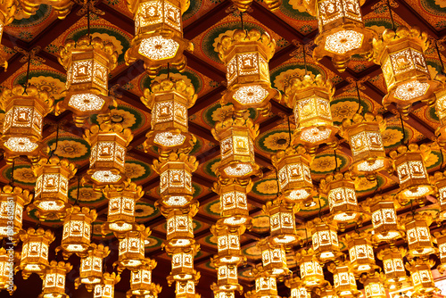 Decoration inside the beautiful Buddha Tooth Relic Temple in Singapore 