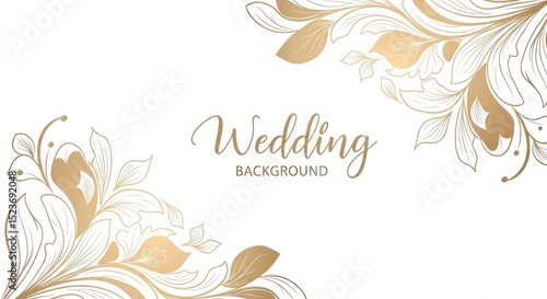 Wedding Background with Gold Floral Design